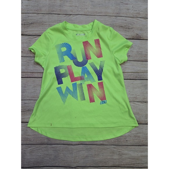 Skecher Active Girl's Athletic Short  Sleeve T-Shirt Kid's Size 5/6 Run Play Win - Picture 1 of 6